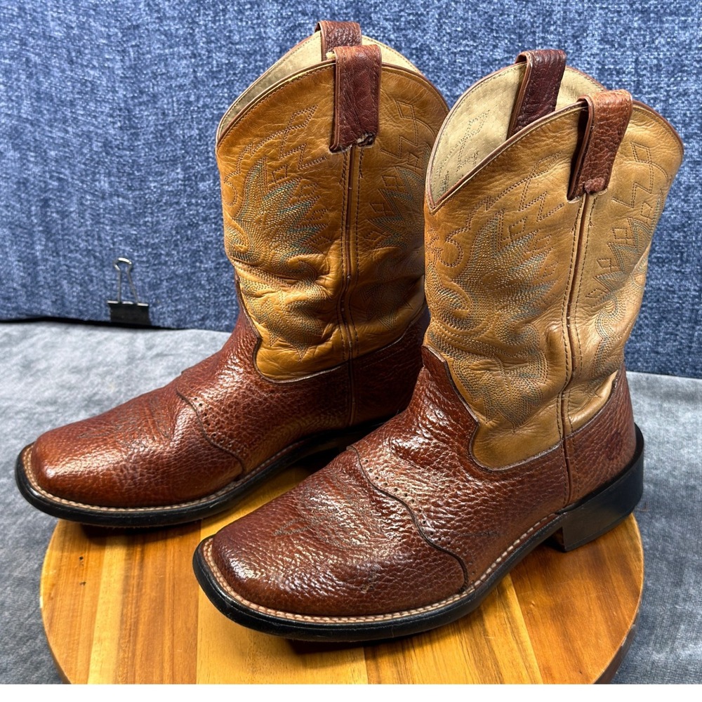 Double H DH3583 Western Boots Mens Fits Like 9EE Brown Leather Square Toe